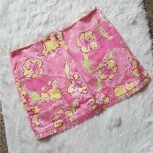 Lilly Pulitzer Pink Yellow Floral Skirt Size 4